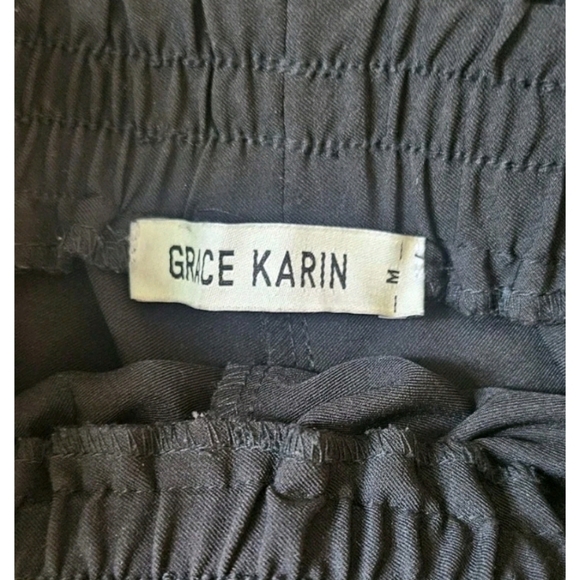 Grace Karin Women's High Waisted Paperbag Pants Tie Belt Pockets Slim Fit Size M - Picture 4 of 6